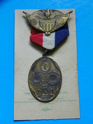 1926 Connecticut Governors Foot Guard Medal With Holder & Card - Marked
