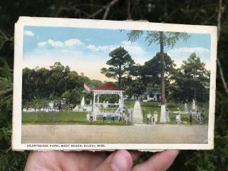 Antique Heartsease Park - West Beach - Biloxi,  Miss.  Mississippi Gulf Postcard