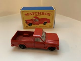 Lesney Matchbox No 71 Red Jeep Gladiator Truck Or.  Packaging