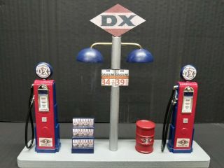 " Dx " Gas Pump Island Display W/gas Price Sign,  1:18th,  Hand Crafted,