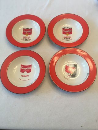 Andy Warhol Signed Campbells Tomato Soup Bowls Block Pop Art Set Of 4
