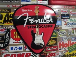 Fender Stratocaster Guitar Display Sign Electric Vintagecoollook Metal Embossed