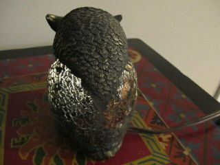 Owl Table Night Lamp,  Bronze Metal and Mosaic Stained Glass,  5 1/2 inches tall 2