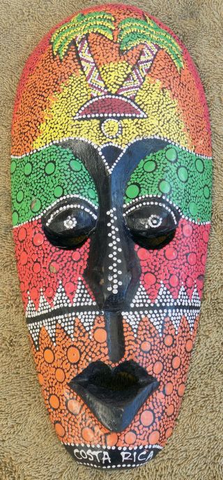 Hand Carved,  Painted,  Wooden Wood Boruca Mask From Costa Rica Wooden Mask