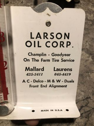 Vintage Larson Oil Rain Gauge Delco Champlin Goodyear Tires Sign Mallard Iowa 2