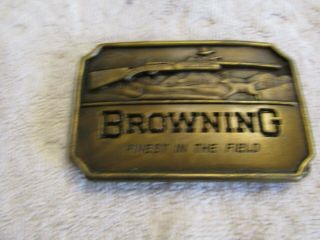 Vintage Indiana Metal Craft Browning Rifles Finest Field Brass Belt Buckle 1983