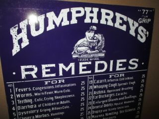 Humphreys Remedies - Big Tin Sign For Cabinet Door Or Wall - Ointment 25 & 50 Cent