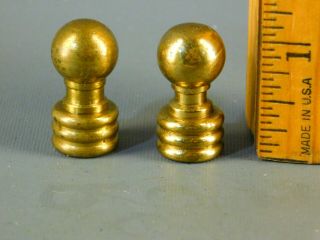 Vintage Pair Small Cannon Ball Top Brass Lamp Finials 1 1/2  High D114
