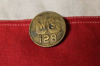 Post Wwi Us Army Enlisted Collar Disk: Us Wisconsin 128th Regiment 1920
