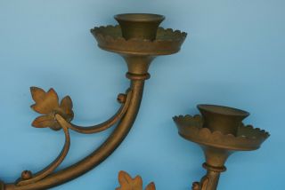VINTAGE CANDLE WALL SCONCE PARTS - SOLID BRASS - MATCHED PAIR 2
