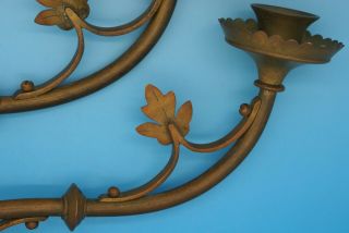 VINTAGE CANDLE WALL SCONCE PARTS - SOLID BRASS - MATCHED PAIR 3