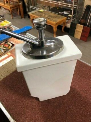 Vintage Hall Porcelain Ice Cream Soda Fountain Pump Chocolate Syrup Dispenser 2