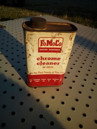 Vintage Fomoco Ford Motor Mercury Lincol Chrome Cleaner 16oz Tin Can