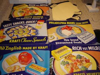 Nos Vintage 1941 Kraft Cheese Banners Velveeta Philadelphia Old English Signs