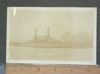 Us Navy Battleship Uss Mississippi Bb - 41 Rppc Cage Masts 14 " Guns Photo Postcard
