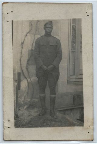 Wwi U.  S.  Army African American Soldier,  Real Photo Postcard Rppc Black,  Uniform