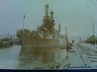 USS Arizona BB - 39 Entering Bremerton Navy Yard Drydock c 1920 ' s 2