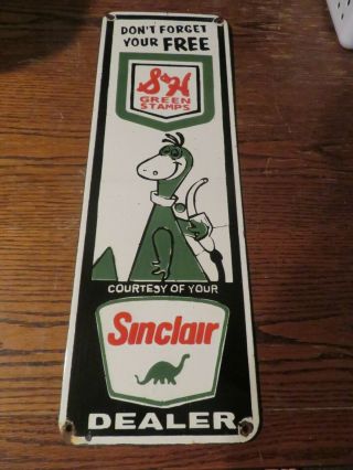 Vintage Porcelain Sinclair Gasoline Sign 21 By 7 Inches
