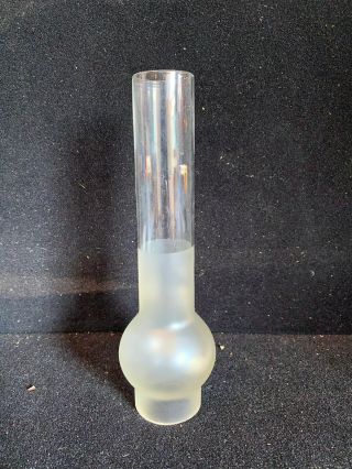 A9513 Vintage 9 1/2 " High Clear/satin Oil/kerosene Glass Lamp Chimney 2 " Fitter