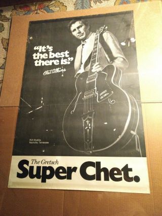 Vintage Gretsch Guitar Chet Atkins Poster Large 25 X 38 Inch Musicshop