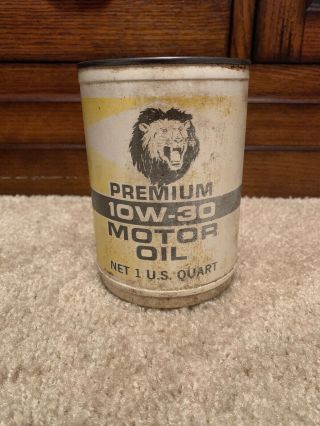 Plastic One Quart Lions Head Oil Can Gas Advertising