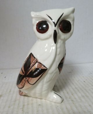 Vintage Hawaii Souvenir Owl Figurine Hand Painted Ceramic 5.  5 " Tall