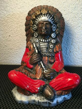 Native American Indian Chief Cigar Store Counter Display Head Advertising Piece