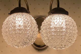 Vintage Diamond Cut Pattern 2 Art Glass Lamp Light Globes Shades Fine