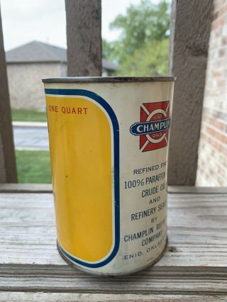 Vintage Champlin Quart Oil Can Empty Metal 2