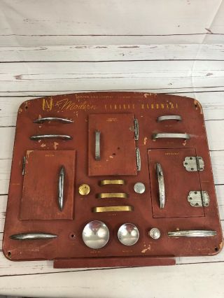 Vintage Cabinent Hardware Store Display 1950s With Mid Century Handles Wall Hang