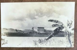 Vintage Postcard Of Uss Lexington (cv - 2) Circa 1930s In Panama Canal?