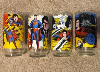 Pepsi Superman Glass,  Superman The Movie Tm & Dc Comics,  1978.  Set Of 4.