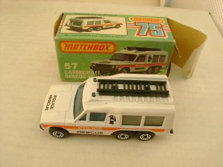 1981 Matchbox Lesney Superfast 57 Carmichael Police Rescue Vehicle Box