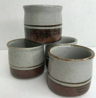 4 Vintage Otagiri Japan Sake Tea Cups Hand Crafted Taupe Brown Speckled
