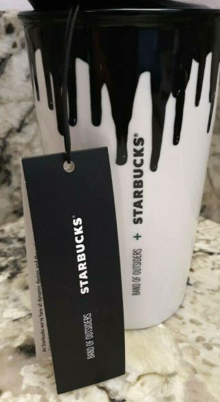 Starbucks Band Of Outsiders Black Drip 12 Oz Travel Mug Nwt