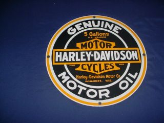 Ande Rooney Harley Davidson Motorcycle Dealer Porcelain Metal Oil Sign 11 1/4”