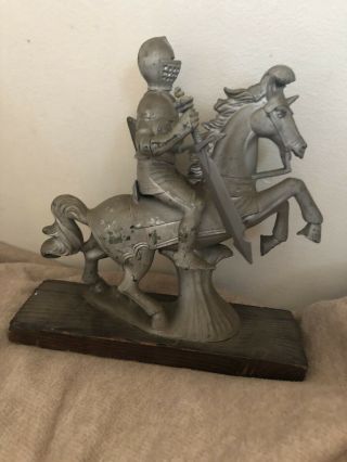 Two Statues Of Knights.  Need Painting.  13” & 9”.  Brand Unknown.  Removable Parts.