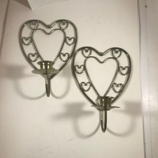 Brass Wall Mount Candle Holders Heart Shaped