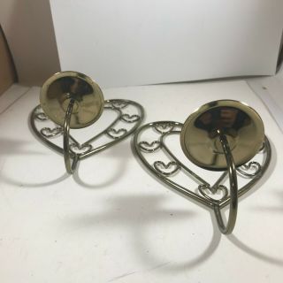 Brass Wall Mount Candle Holders Heart Shaped 2