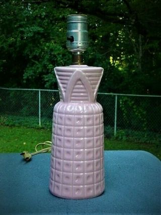 Vintage Ceramic Table Lamp Pink Mid Century Modern Unmarked