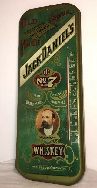 Vintage Jack Daniel’s Whiskey No 7 Brand Tin Thermometer It’s Sippin’ Smooth