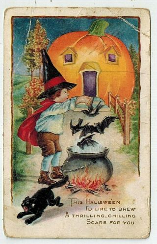 Vintage Halloween Postcard 1910 