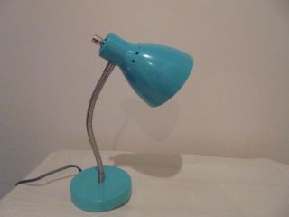 Vintage Gooseneck Desk Lamp Turquoise Blue