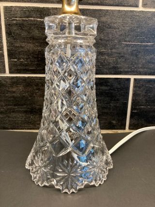 Vintage Crystal Cut Glass Small Boudoir Table Lamp Base Only 15.  5 