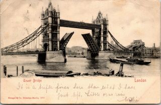 Vintage 1903 Tower Bridge In London England Uk United Kingdom Postcard