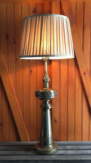 Vintage Brass Liberty Torch Flame Table Lamp