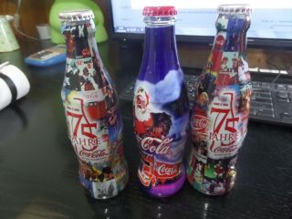 3 Coca Cola Limited Edition Glass Bottles 75 Years In Germany