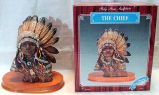 Vintage Old West Visions Limited Edition The Chief Poly Stone Sculpture