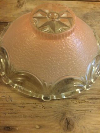 Vintage Pink Clear Glass Ceiling Fixture Light Cover Shade 10 " Kitchen Bathroom