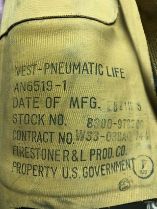 Authentic Wwii Life Vest Army Air Forces Ww2 Usa Usaac Usaaf Firestone Co 1945